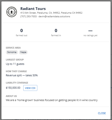 The partner-facing preview of a network profile